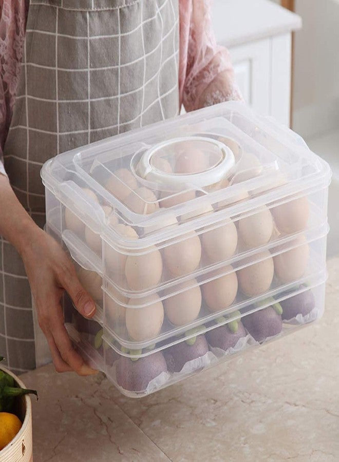 Flipco Egg Holder, 3-Layer Deviled Egg Tray with Lid Egg Carrier Box Dispenser Container with Handle for 72 Eggs - Image 4